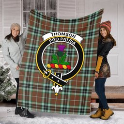 Scottish Thomson Hunting Modern Clan Tartan Blanket with Family Crest Tartan Plaid Sherpa Blanket Scottish Plaid Tartan Plaid - ScotsTee - scotstee.com