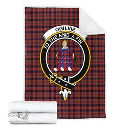 Scottish Ogilvie (Ogilvy) Clan Tartan Blanket with Family Crest Tartan Plaid Sherpa Blanket Scottish Plaid Tartan Plaid - ScotsTee - scotstee.com