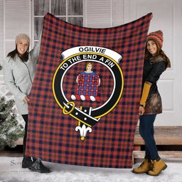 Scottish Ogilvie (Ogilvy) Clan Tartan Blanket with Family Crest Tartan Plaid Sherpa Blanket Scottish Plaid Tartan Plaid - ScotsTee - scotstee.com