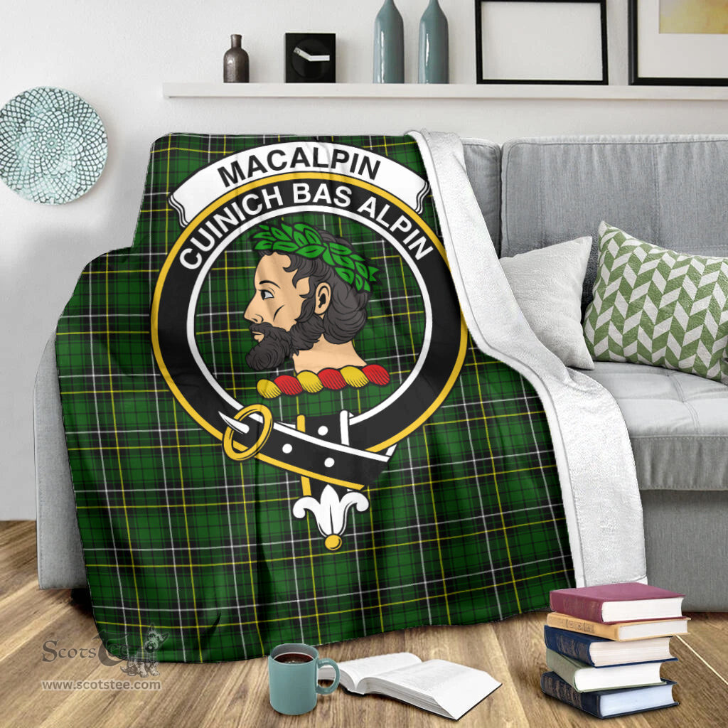 Scottish MacAlpin Modern Clan Tartan Blanket with Family Crest Tartan Plaid Sherpa Blanket Scottish Plaid Tartan Plaid - ScotsTee - scotstee.com