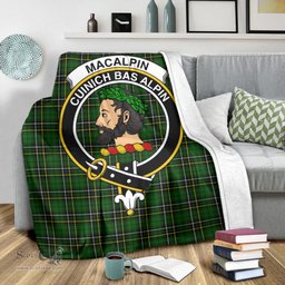 Scottish MacAlpin Modern Clan Tartan Blanket with Family Crest Tartan Plaid Sherpa Blanket Scottish Plaid Tartan Plaid - ScotsTee - scotstee.com
