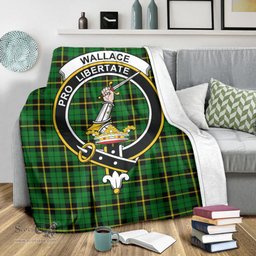 Scottish Wallace Hunting Green Clan Tartan Blanket with Family Crest Tartan Plaid Sherpa Blanket Scottish Plaid Tartan Plaid - ScotsTee - scotstee.com