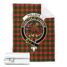 Scottish Pollock Modern Clan Tartan Blanket with Family Crest Tartan Plaid Sherpa Blanket Scottish Plaid Tartan Plaid - ScotsTee - scotstee.com
