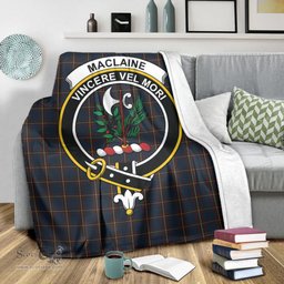 Scottish MacLaine of Lochbuie Hunting Clan Tartan Blanket with Family Crest Tartan Plaid Sherpa Blanket Scottish Plaid Tartan Plaid - ScotsTee - scotstee.com