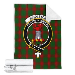 Scottish Middleton Clan Tartan Blanket with Family Crest Tartan Plaid Sherpa Blanket Scottish Plaid Tartan Plaid - ScotsTee - scotstee.com