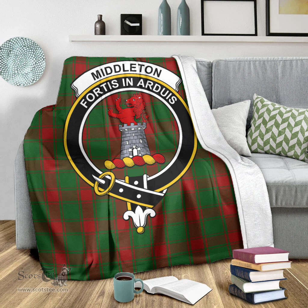 Scottish Middleton Clan Tartan Blanket with Family Crest Tartan Plaid Sherpa Blanket Scottish Plaid Tartan Plaid - ScotsTee - scotstee.com
