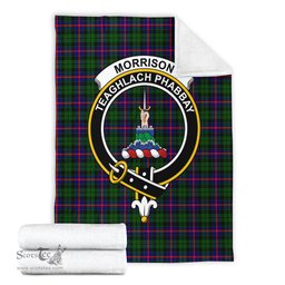 Scottish Morrison Modern Clan Tartan Blanket with Family Crest Tartan Plaid Sherpa Blanket Scottish Plaid Tartan Plaid - ScotsTee - scotstee.com