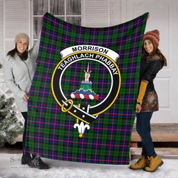 Scottish Morrison Modern Clan Tartan Blanket with Family Crest Tartan Plaid Sherpa Blanket Scottish Plaid Tartan Plaid - ScotsTee - scotstee.com