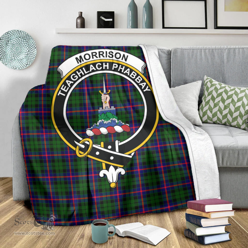 Scottish Morrison Modern Clan Tartan Blanket with Family Crest Tartan Plaid Sherpa Blanket Scottish Plaid Tartan Plaid - ScotsTee - scotstee.com
