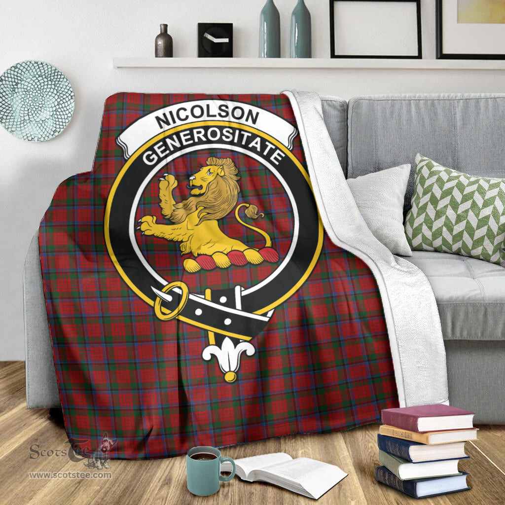 Scottish Nicolson Clan Tartan Blanket with Family Crest Tartan Plaid Sherpa Blanket Scottish Plaid Tartan Plaid - ScotsTee - scotstee.com