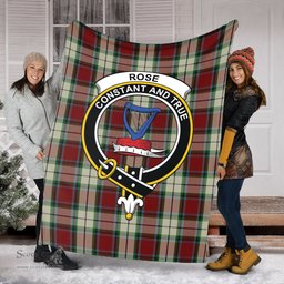 Scottish Rose White Dress Clan Tartan Blanket with Family Crest Tartan Plaid Sherpa Blanket Scottish Plaid Tartan Plaid - ScotsTee - scotstee.com
