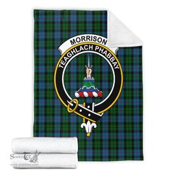 Scottish Morrison Society Clan Tartan Blanket with Family Crest Tartan Plaid Sherpa Blanket Scottish Plaid Tartan Plaid - ScotsTee - scotstee.com
