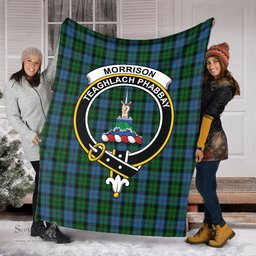 Scottish Morrison Society Clan Tartan Blanket with Family Crest Tartan Plaid Sherpa Blanket Scottish Plaid Tartan Plaid - ScotsTee - scotstee.com