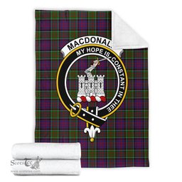 Scottish MacDonald of Clan Ranald Modern Clan Tartan Blanket with Family Crest Tartan Plaid Sherpa Blanket Scottish Plaid Tartan Plaid - ScotsTee - scotstee.com