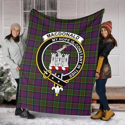 Scottish MacDonald of Clan Ranald Modern Clan Tartan Blanket with Family Crest Tartan Plaid Sherpa Blanket Scottish Plaid Tartan Plaid - ScotsTee - scotstee.com