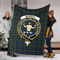 Scottish Murray of Atholl Clan Tartan Blanket with Family Crest Tartan Plaid Sherpa Blanket Scottish Plaid Tartan Plaid - ScotsTee - scotstee.com