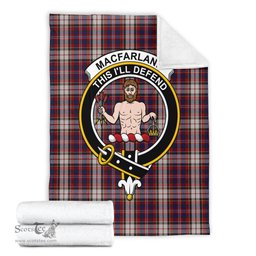 Scottish MacFarlane Dress Clan Tartan Blanket with Family Crest Tartan Plaid Sherpa Blanket Scottish Plaid Tartan Plaid - ScotsTee - scotstee.com