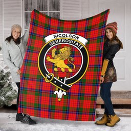 Scottish Nicolson Modern Clan Tartan Blanket with Family Crest Tartan Plaid Sherpa Blanket Scottish Plaid Tartan Plaid - ScotsTee - scotstee.com