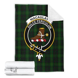 Scottish MacAulay Hunting Clan Tartan Blanket with Family Crest Tartan Plaid Sherpa Blanket Scottish Plaid Tartan Plaid - ScotsTee - scotstee.com