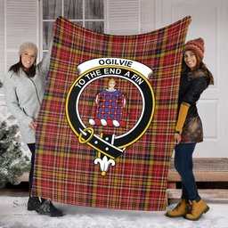 Scottish Ogilvie (Ogilvy) of Strathallan Clan Tartan Blanket with Family Crest Tartan Plaid Sherpa Blanket Scottish Plaid Tartan Plaid - ScotsTee - scotstee.com