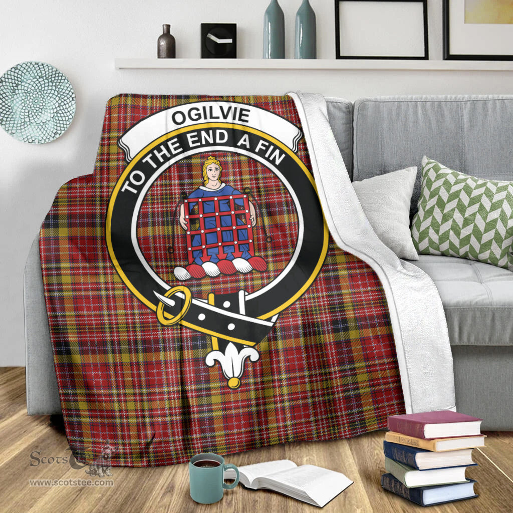 Scottish Ogilvie (Ogilvy) of Strathallan Clan Tartan Blanket with Family Crest Tartan Plaid Sherpa Blanket Scottish Plaid Tartan Plaid - ScotsTee - scotstee.com