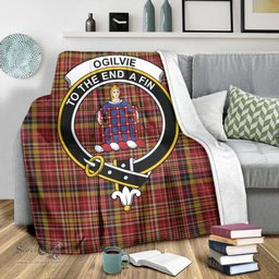 Scottish Ogilvie (Ogilvy) of Strathallan Clan Tartan Blanket with Family Crest Tartan Plaid Sherpa Blanket Scottish Plaid Tartan Plaid - ScotsTee - scotstee.com
