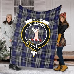Scottish Napier Clan Tartan Blanket with Family Crest Tartan Plaid Sherpa Blanket Scottish Plaid Tartan Plaid - ScotsTee - scotstee.com