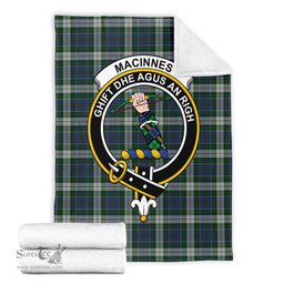 Scottish MacInnes Dress Clan Tartan Blanket with Family Crest Tartan Plaid Sherpa Blanket Scottish Plaid Tartan Plaid - ScotsTee - scotstee.com