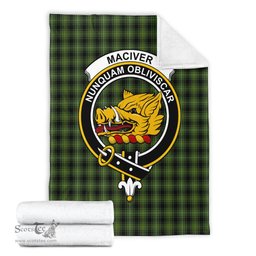 Scottish MacIver Hunting Clan Tartan Blanket with Family Crest Tartan Plaid Sherpa Blanket Scottish Plaid Tartan Plaid - ScotsTee - scotstee.com