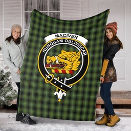 Scottish MacIver Hunting Clan Tartan Blanket with Family Crest Tartan Plaid Sherpa Blanket Scottish Plaid Tartan Plaid - ScotsTee - scotstee.com