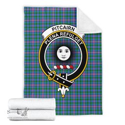 Scottish Pitcairn Hunting Clan Tartan Blanket with Family Crest Tartan Plaid Sherpa Blanket Scottish Plaid Tartan Plaid - ScotsTee - scotstee.com