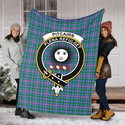 Scottish Pitcairn Hunting Clan Tartan Blanket with Family Crest Tartan Plaid Sherpa Blanket Scottish Plaid Tartan Plaid - ScotsTee - scotstee.com