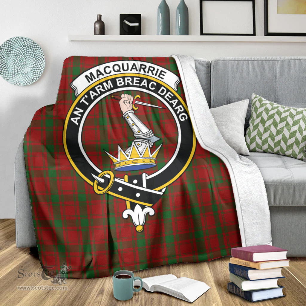 Scottish MacQuarrie Clan Tartan Blanket with Family Crest Tartan Plaid Sherpa Blanket Scottish Plaid Tartan Plaid - ScotsTee - scotstee.com