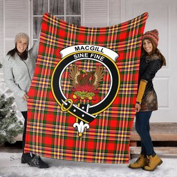 Scottish MacGill Modern Clan Tartan Blanket with Family Crest Tartan Plaid Sherpa Blanket Scottish Plaid Tartan Plaid - ScotsTee - scotstee.com
