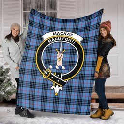 Scottish MacKay Blue Clan Tartan Blanket with Family Crest Tartan Plaid Sherpa Blanket Scottish Plaid Tartan Plaid - ScotsTee - scotstee.com