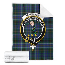 Scottish MacInnes Modern Clan Tartan Blanket with Family Crest Tartan Plaid Sherpa Blanket Scottish Plaid Tartan Plaid - ScotsTee - scotstee.com