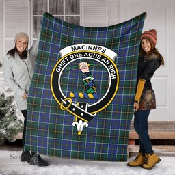 Scottish MacInnes Modern Clan Tartan Blanket with Family Crest Tartan Plaid Sherpa Blanket Scottish Plaid Tartan Plaid - ScotsTee - scotstee.com