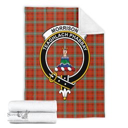 Scottish Morrison Red Ancient Clan Tartan Blanket with Family Crest Tartan Plaid Sherpa Blanket Scottish Plaid Tartan Plaid - ScotsTee - scotstee.com