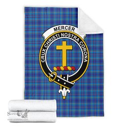 Scottish Mercer Modern Clan Tartan Blanket with Family Crest Tartan Plaid Sherpa Blanket Scottish Plaid Tartan Plaid - ScotsTee - scotstee.com