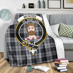 Scottish Menzies Black Dress Clan Tartan Blanket with Family Crest Tartan Plaid Sherpa Blanket Scottish Plaid Tartan Plaid - ScotsTee - scotstee.com
