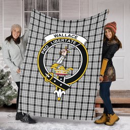 Scottish Wallace Dress Clan Tartan Blanket with Family Crest Tartan Plaid Sherpa Blanket Scottish Plaid Tartan Plaid - ScotsTee - scotstee.com