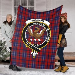Scottish Wishart Dress Clan Tartan Blanket with Family Crest Tartan Plaid Sherpa Blanket Scottish Plaid Tartan Plaid - ScotsTee - scotstee.com
