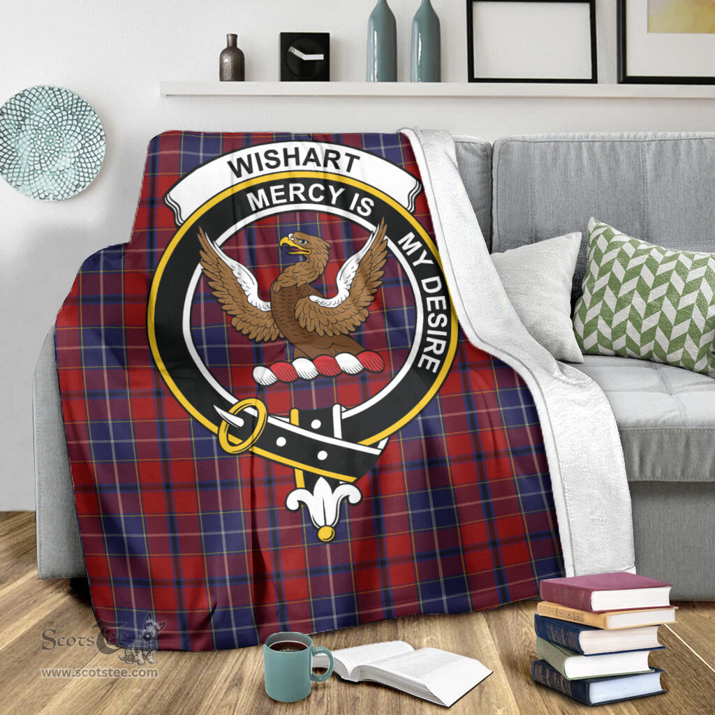 Scottish Wishart Dress Clan Tartan Blanket with Family Crest Tartan Plaid Sherpa Blanket Scottish Plaid Tartan Plaid - ScotsTee - scotstee.com