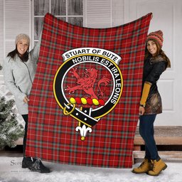 Scottish Stuart of Bute Clan Tartan Blanket with Family Crest Tartan Plaid Sherpa Blanket Scottish Plaid Tartan Plaid - ScotsTee - scotstee.com