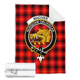 Scottish MacIver Modern Clan Tartan Blanket with Family Crest Tartan Plaid Sherpa Blanket Scottish Plaid Tartan Plaid - ScotsTee - scotstee.com