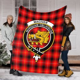 Scottish MacIver Modern Clan Tartan Blanket with Family Crest Tartan Plaid Sherpa Blanket Scottish Plaid Tartan Plaid - ScotsTee - scotstee.com