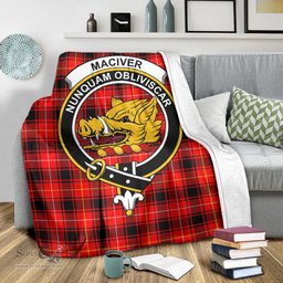 Scottish MacIver Modern Clan Tartan Blanket with Family Crest Tartan Plaid Sherpa Blanket Scottish Plaid Tartan Plaid - ScotsTee - scotstee.com