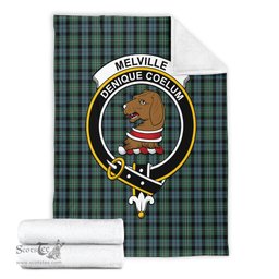 Scottish Melville Clan Tartan Blanket with Family Crest Tartan Plaid Sherpa Blanket Scottish Plaid Tartan Plaid - ScotsTee - scotstee.com
