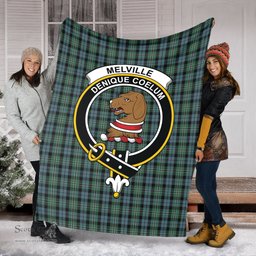 Scottish Melville Clan Tartan Blanket with Family Crest Tartan Plaid Sherpa Blanket Scottish Plaid Tartan Plaid - ScotsTee - scotstee.com