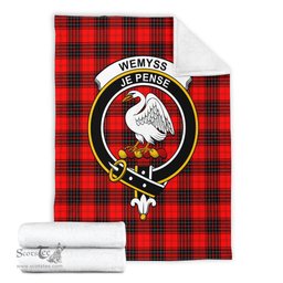 Scottish Wemyss Modern Clan Tartan Blanket with Family Crest Tartan Plaid Sherpa Blanket Scottish Plaid Tartan Plaid - ScotsTee - scotstee.com